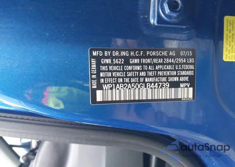 2016 Porsche Macan S z USA, uszkodzony, nr VIN WP1AB2A50GLB44739